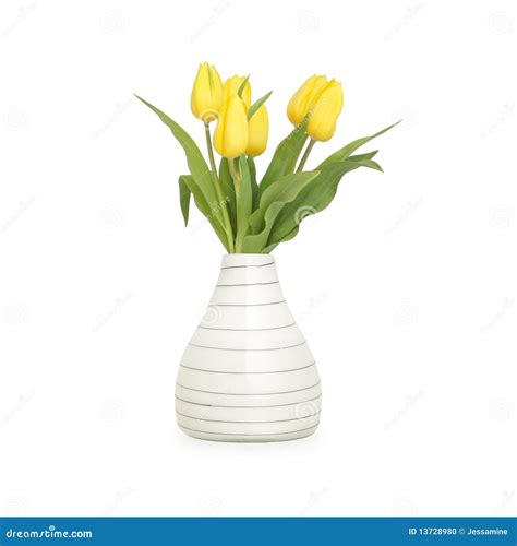 Yellow Tulips In Vase Stock Photo Image Of Background 13728980