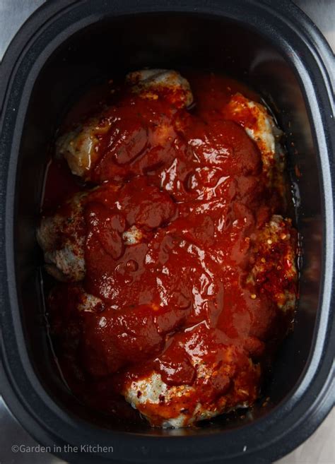 Slow Cooker Bbq Chicken Thighs Garden In The Kitchen