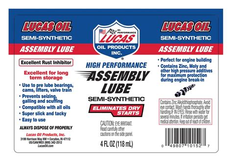 Assembly Lube Lucas Oil Products Inc Keep That Engine Alive