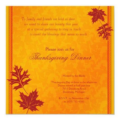 Thanksgiving Dinner Invitation | Zazzle