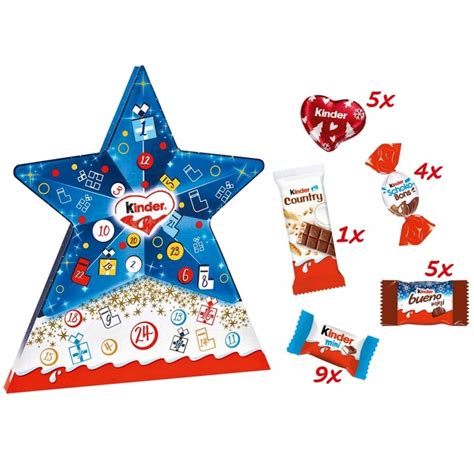 KINDER Mix Kalendarz Adwentowy z gwiazdą CZEKOLADKI STAR 24 szt 149 g