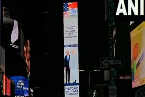 Times Square Displays Banner Welcoming Pm Modi On His Maiden State