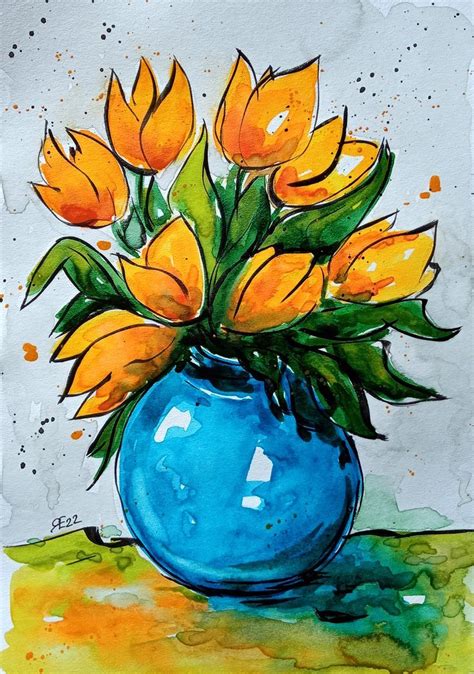 Тюльпаны в вазе | Floral painting, Flower painting, Flower art
