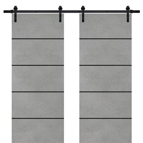 Sturdy Double Barn Door 72 X 80 Inches With Planum 0015 Concrete With