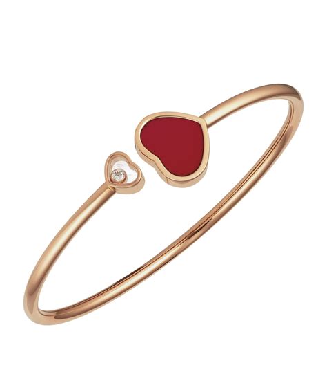 Chopard Rose Gold And Diamond Happy Hearts Bangle Harrods Uk