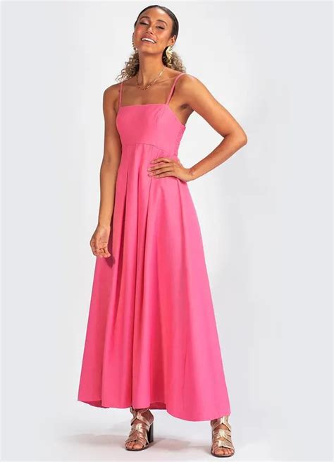 Vestido Em Viscolinho Rosa Farm