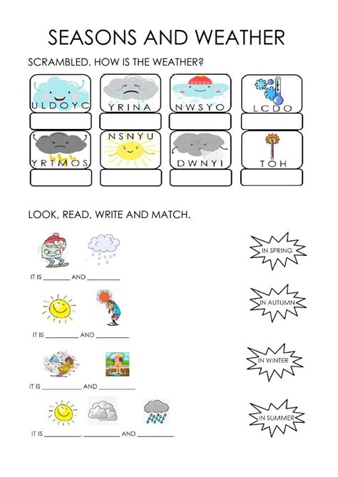 Weather And Seasons Activity For First Grade Actividades Interactivas