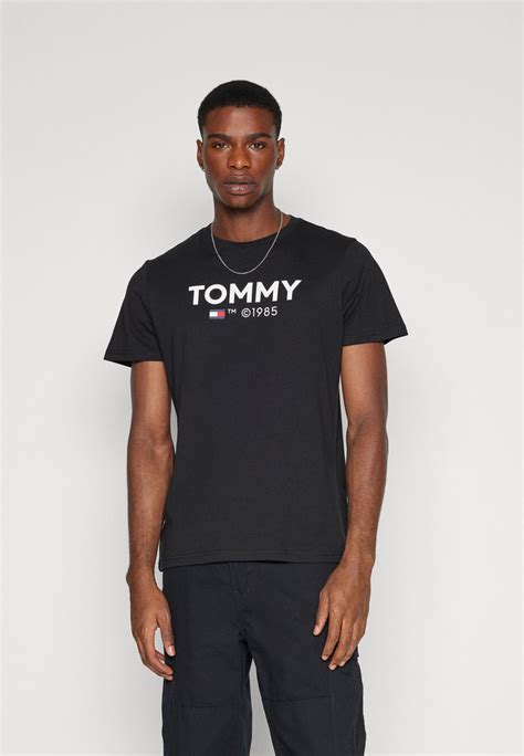 Tommy Jeans Slim Essential Tee T Shirts Print Black Sort Zalando Dk