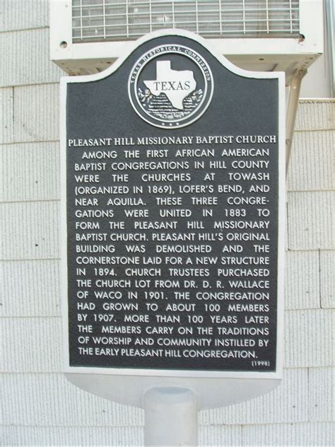 Pleasant Hill Missionary Baptist Church Texas Historical Markers