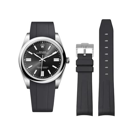 Rolex Oyster Perpetual 41mm Rubber Strap In Black Helvetus® Switzerland