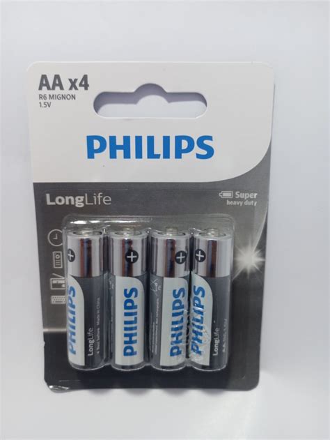 4 Piles Zinc Longlife Aa Philips Mr Bricolage