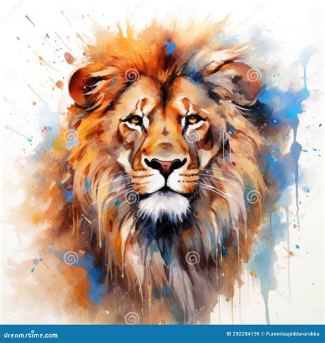 Watercolor Lion Painting Lion King Watercolor Predator Animals Wildlife ...