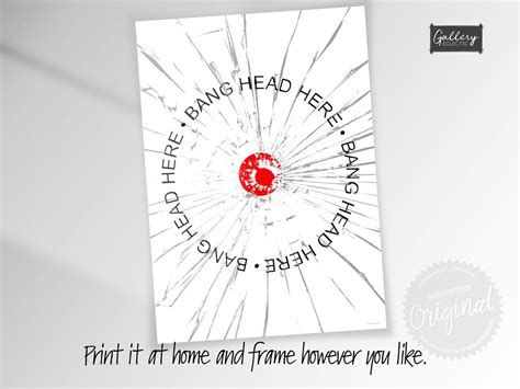 Funny Wall Art Signs Bang Head Here Sign PRINTABLE Art Etsy UK