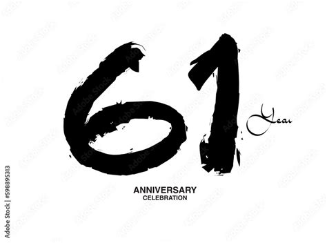 61 Years Anniversary Celebration Vector Template 61 Number Logo Design