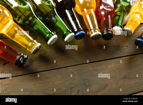 Image Of Various Coloured Glass Beer Bottles With Crown Caps With Copy