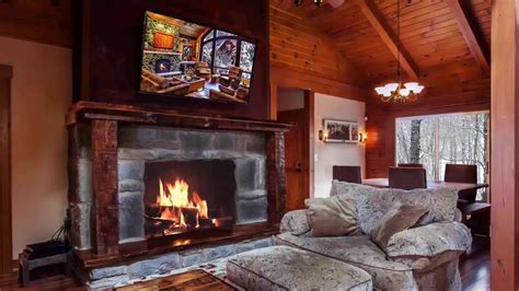 6 Hours 🔥cozy Log Cabin Snow With Fireplace Crackling Fire Sounds ️