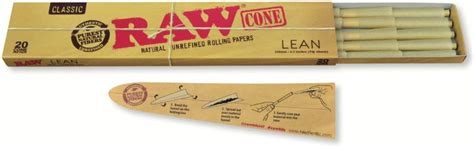 Raw Classic Natural Unrefined Pre Rolled Cones 20 Cones Per Pack Lean Size 1