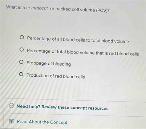 Solved What Is A Hematocrit Or Packed Cell Volume PCV Percentage