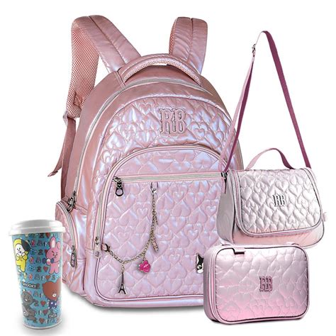 Kit Mochila Estojo Lancheira Rebecca Bonbon Rb Metalizada Shopee Brasil