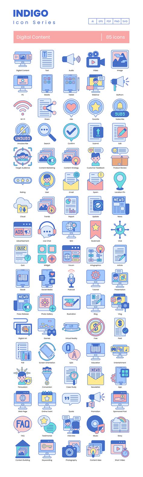 85 Digital Information Icon Set Flat Icons