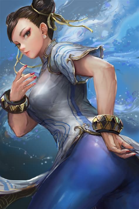 Chun Li Hairbun Brunette Solo Ass Anime Anime Girls Street