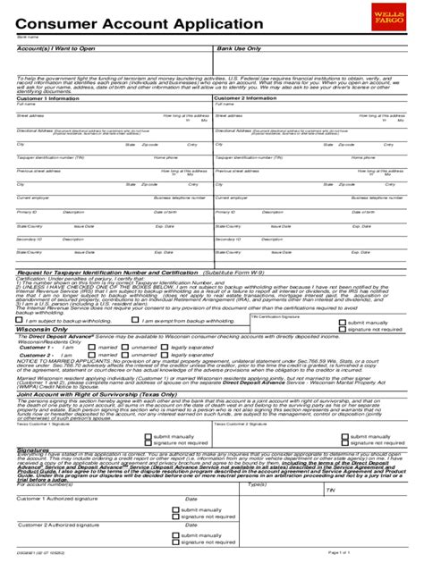 Wells Fargo Consumer Account Application Fill Out And Sign Online Dochub