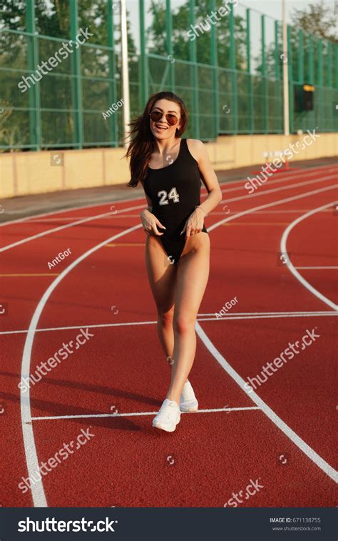 Sexy Hot Woman Swimsuit On Stadium Stock Photo Shutterstock