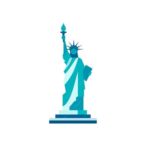 Premium Vector | Usa statue of liberty freedom independence minimalist geometric blue icon