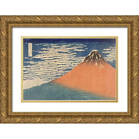 Hokusai Katsushika 24x17 Gold Ornate Wood Framed With Double Matting