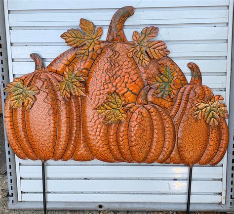 Outdoor Metal Garden Stake Pumpkin Decor Tall X Etsy