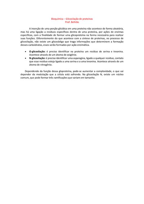 Glicosila O Resumo Fisiologia Celular Citologia Ufpe Warning