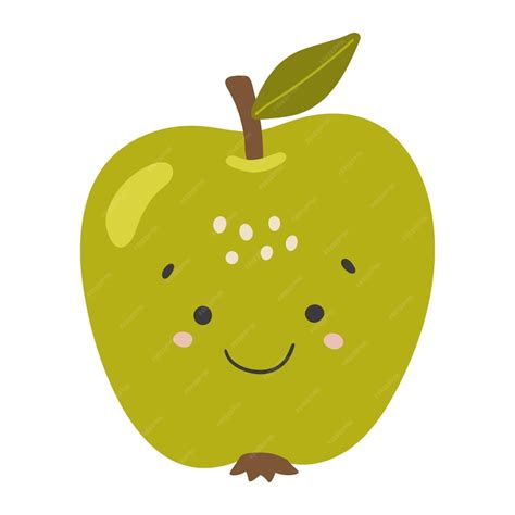 Premium Vector Cute Apple Fruit Vector Fruit With Face Happy Apple