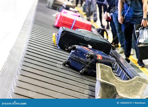 Baggage Luggage on Conveyor Carousel Belt at Airport Arrival Stock ...