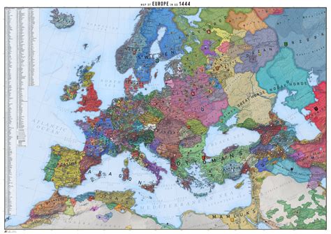 Europe 1444 History Map - Etsy Israel