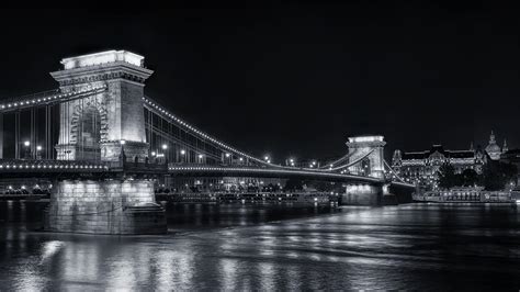 Chain Bridge Night BW Photograph by Joan Carroll