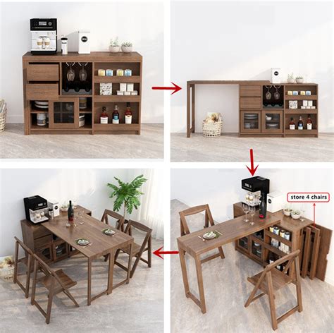 Folding and Expandable Multifunction Dining Table with Hidden Storage ...