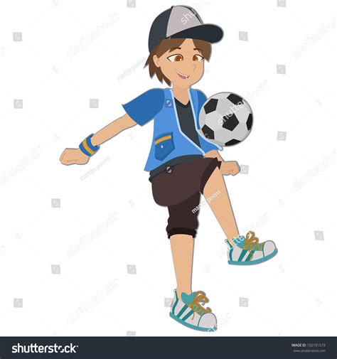 Cartoon Image Boy Playing Soccer Stock Vector (Royalty Free) 192191573 ...