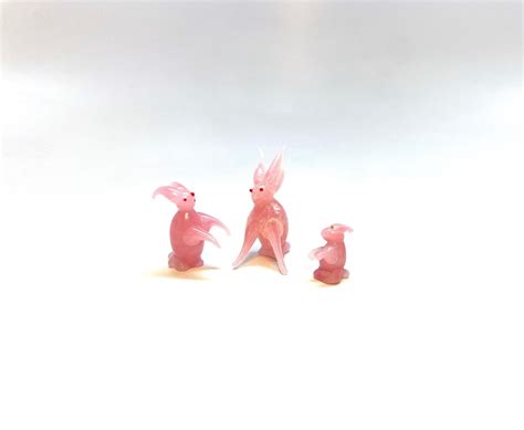 Vintage Set Of Blown Glass Pink Bunnies Rabbits Glass Menagerie Czechoslovakia Lamp Work