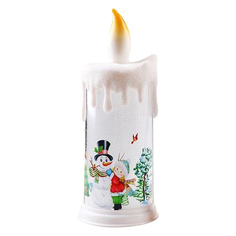 Vela de Natal Velas sem chama brancas quentes boneco de neve Padrão