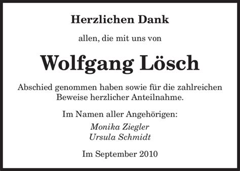 Traueranzeigen von Wolfgang Lösch Saarbruecker Zeitung Trauer de