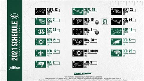 New York Jets Printable Schedule 2023 24