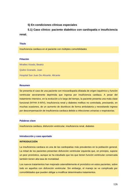 Pdf Caso Cl Nico Paciente Diab Tico Con Cardiopat A E Pdf