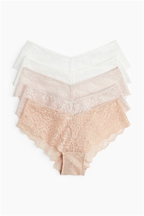 5 Pack Lace Hipster Briefs Powder Pink White Beige Ladies Handm Us