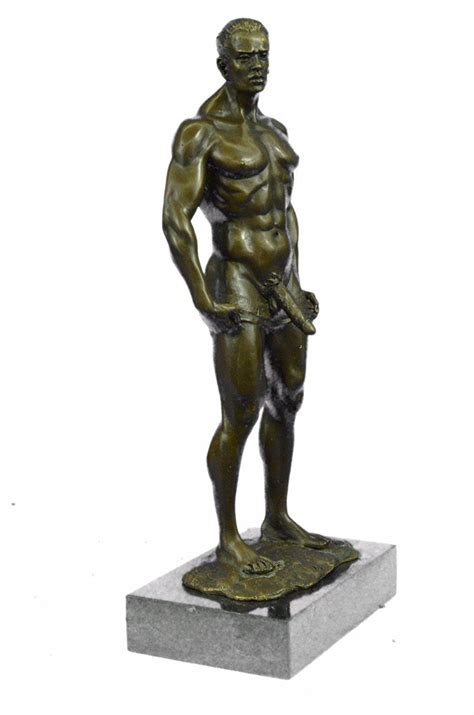 Nude Gay Man Bronze Sculpture On Marble Base Figurine