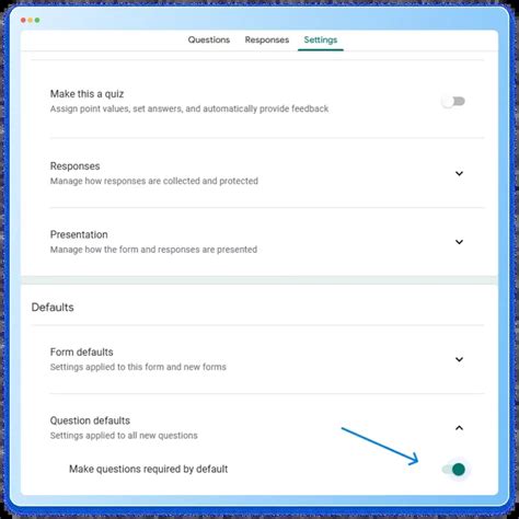 questions required  google forms