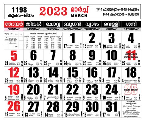 Malayalam Calendar Mar 2025 Lucie Stepha