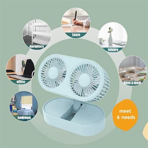 Qiilu Ventilateur De Table Pliable Double Moteur Ventilation