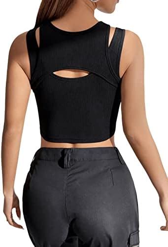 Gorglitter Crop Tank Top Damen Y2k Cut Out Top Bauchfreie Tops Mit