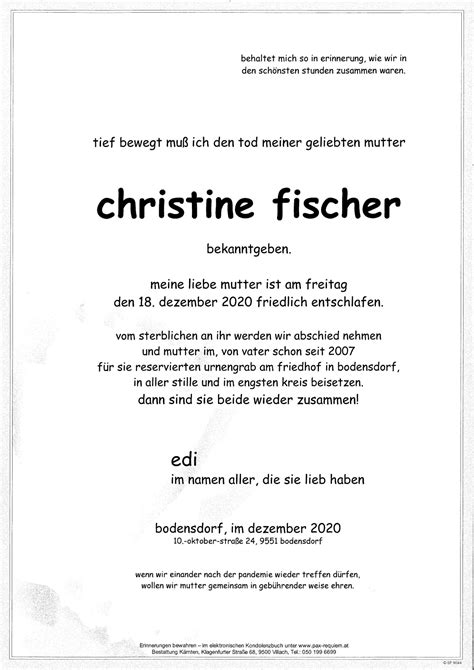 Parte für Christine Fischer pax requiem