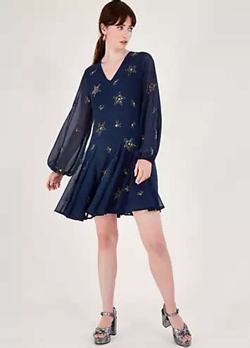 Monsoon Selena Star Embellished Dress Kaleidoscope